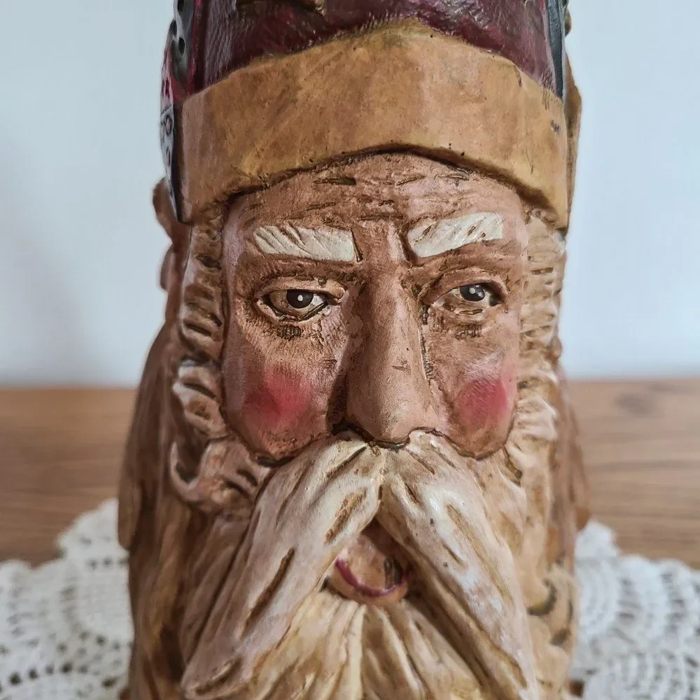 Three Faces of Santa Unique Christmas Holiday Decor Table Shelf Sitter Vintage